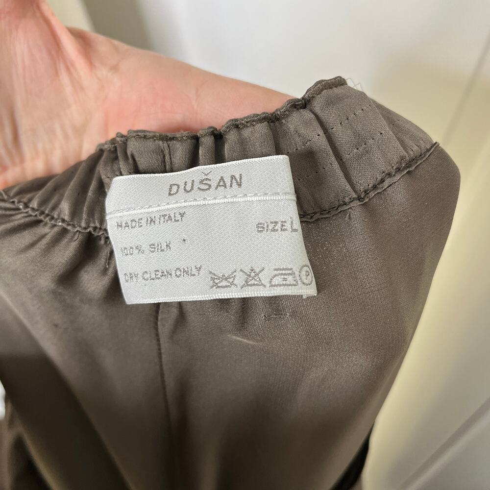 Dusan Women's Matching Set M/L Taupe Brown Silk Tank Wide Leg Pants Minimalist - Picture 16 of 16